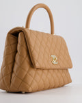 *RARE* Chanel Medium Caramel Caviar Quilted Coco Flap Bag with Champagne Gold Hardware