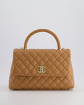*RARE* Chanel Medium Caramel Caviar Quilted Coco Flap Bag with Champagne Gold Hardware