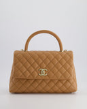 *RARE* Chanel Medium Caramel Caviar Quilted Coco Flap Bag with Champagne Gold Hardware