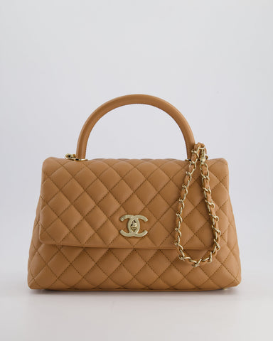 *RARE* Chanel Medium Caramel Caviar Quilted Coco Flap Bag with Champagne Gold Hardware