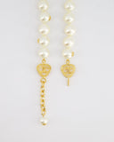 *HOT* Chanel White Pearl Chocker Necklace with Yellow Gold Logo Details
