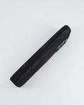 *HOT* Chanel Black Shiny Quilted Long Clutch in Coated Calfskin with Silver Hardware and Crystal CC Detail