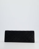 *HOT* Chanel Black Shiny Quilted Long Clutch in Coated Calfskin with Silver Hardware and Crystal CC Detail