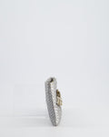 *RARE* Chanel Metallic Silver Paris Bombay Clutch in Python Leather and Antique Gold Hardware with Embellished Crystals
