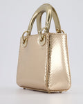 *HOT* Christian Dior Bronze Mini Lady Dior Bag In Python Leather with Champagne Gold Hardware