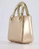*HOT* Christian Dior Bronze Mini Lady Dior Bag In Python Leather with Champagne Gold Hardware