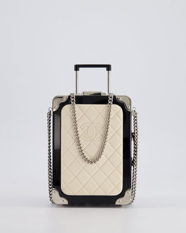 *RARE* Chanel 2016 Airlines Evening In The Air Trolley Minaudi√®re Bag with Silver Hardware and Quilted Leather with CC Logo Detail