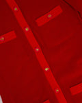 *HOT* Chanel Red Long Sleeve Knit Mini Dress with Multi Icon Logo Button Details FR 38 (UK 10)
