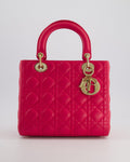 *FIRE PRICE* Christian Dior Hot Pink Lady Dior Bag in Cannage Lambskin with Silver Hardware RRP ¬£5,300