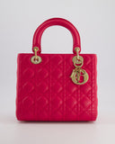*FIRE PRICE* Christian Dior Hot Pink Lady Dior Bag in Cannage Lambskin with Silver Hardware RRP ¬£5,300