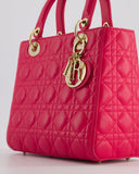 *FIRE PRICE* Christian Dior Hot Pink Lady Dior Bag in Cannage Lambskin with Silver Hardware RRP ¬£5,300
