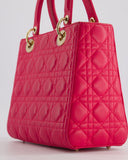 *FIRE PRICE* Christian Dior Hot Pink Lady Dior Bag in Cannage Lambskin with Silver Hardware RRP ¬£5,300