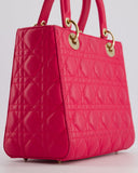 *FIRE PRICE* Christian Dior Hot Pink Lady Dior Bag in Cannage Lambskin with Silver Hardware RRP ¬£5,300