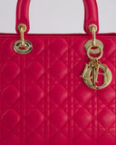 *FIRE PRICE* Christian Dior Hot Pink Lady Dior Bag in Cannage Lambskin with Silver Hardware RRP ¬£5,300