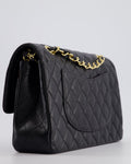 *HOT* Chanel Black Medium Classic Double Flap Bag in Caviar Leather with Gold Hardware