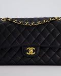 *HOT* Chanel Black Medium Classic Double Flap Bag in Caviar Leather with Gold Hardware