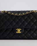 *HOT* Chanel Black Medium Classic Double Flap Bag in Caviar Leather with Gold Hardware