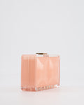 *COLLECTOR'S PIECE* Chanel Minaudi√®re Pink Plexiglass Clutch Bag With Champagne Hardware and Logo Detail