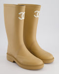 *HOT* Chanel Beige CC Logo Rain Boots Size EU 35