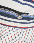 *FIRE PRICE* Chanel Cream, Red and Blue Metallic Knit Mini Skirt and Top Set FR 36 (UK 8)