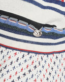 *FIRE PRICE* Chanel Cream, Red and Blue Metallic Knit Mini Skirt and Top Set FR 36 (UK 8)