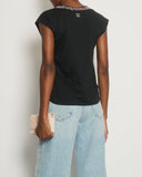 *FIRE PRICE* Chanel Black Top with Collar Embellishment and CC Logo Detail Size FR 38 (UK 10)