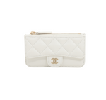 Chanel Matelasse Caviar White 5 Slot Zipper Card Case
