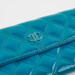 Chanel Long Patent Blue Wallet