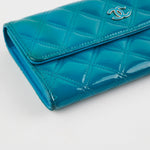 Chanel Long Patent Blue Wallet