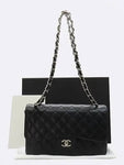A58600 Caviar silver classic jumbo L size chain shoulder bag Chanel