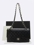 A58600 Caviar silver classic jumbo L size chain shoulder bag Chanel