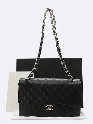A58600 Caviar silver classic jumbo L size chain shoulder bag Chanel