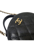 AP2502 Black Caviar Top Handle Tambourine Gold Chain Cross Bag Chanel