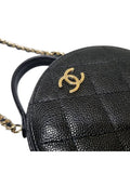 AP2502 Black Caviar Top Handle Tambourine Gold Chain Cross Bag Chanel