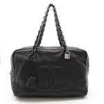 Chanel Luxury Line Coco Shoulder Bag Semi-Shoulder Mini Boston Bag Black Black Silver Gold A32919