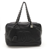 Chanel Luxury Line Coco Shoulder Bag Semi-Shoulder Mini Boston Bag Black Black Silver Gold A32919