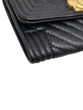 A80603 Black Caviar Skin Boy Chevron Card Business Holder Chanel