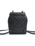 Backpack Grained Shiny Calfskin Gold Metal Black Chanel