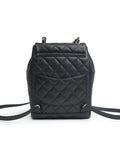 Backpack Grained Shiny Calfskin Gold Metal Black Chanel