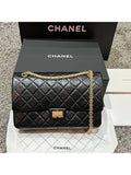 255 Vintage Calfskin Gold Tone Metal Large Flap Shoulder Bag Black Chanel