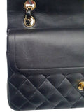 A01112 Black Lambskin Gold Classic Medium Chain Shoulder Bag Chanel