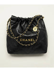 22 Shiny Calfskin Small Shoulder Bag Black Chanel