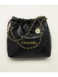 22 Shiny Calfskin Small Shoulder Bag Black Chanel