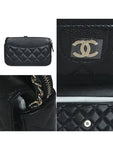 AP2096 COCO Champagne Gold Logo Black Caviar Double Phone Holder Chain Cross Bag Chanel