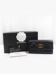 19 flap medium wallet lambskin black gold plated 30th unit AP0953 Chanel