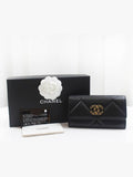 19 flap medium wallet lambskin black gold plated 30th unit AP0953 Chanel