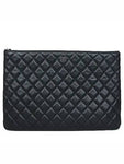 A69251 Black Caviar Beauty CC Silver Logo Large Clutch Chanel