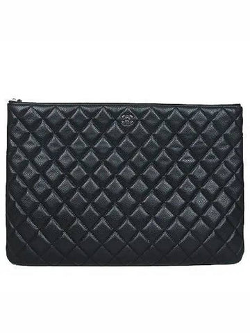 A69251 Black Caviar Beauty CC Silver Logo Large Clutch Chanel