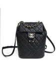 Backpack Grained Shiny Calfskin Gold Metal Black Chanel