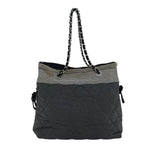 Chanel Matelasse Chain COCO Mark Tote Bag Canvas Gray CC Auth ac2943